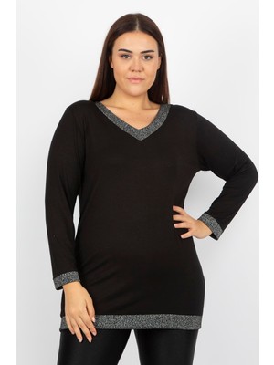 Kadın Siyah Sim Detaylı Bluz 65N19613