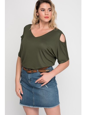 Şans Kadın Beyaz Omuz Dekolteli Viskon Bluz 65N22698