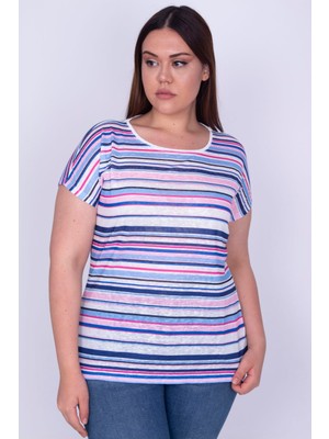 Şans Kadın Renkli Düşük Kollu Çizgili  65N26208