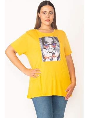 Kadın Sarı Dijital Baskılı Viskon Bluz 65N27410