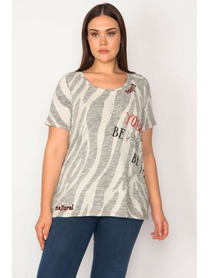 Şans Kadın Taş Pul Payet İşli Pamuklu Kumaş Bluz 65N30232