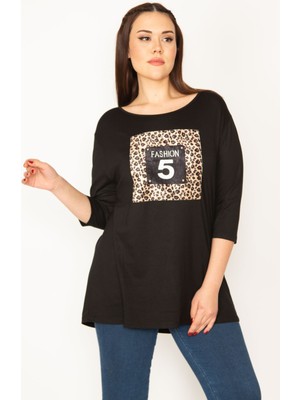 Kadın Siyah Ön Detaylı Kapri Kollu Bluz