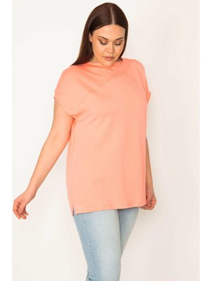 Kadın Yavruağzı Pamuklu Kumaş Arka Sim Şeritli Bluz