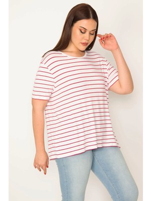 Şans KADIN KEMİK BİSİKLET YAKALI ÇİZGİLİ BLUZ