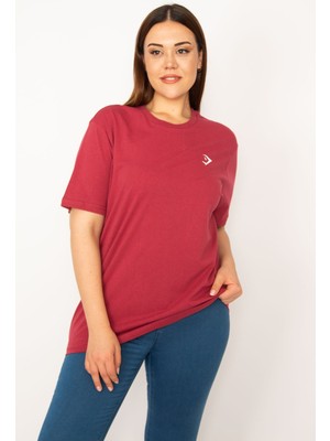 Şans Kadın Bordo Bisiklet Yakalı Kısa Kollu Basic Bluz 65N33279