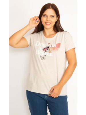 Şans Kadın Vizon Lak Baskılı Bluz 65N34577