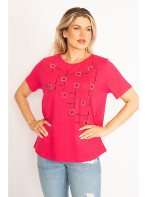 Şans Kadın Fujya Taş Detaylı Bluz 65N34525