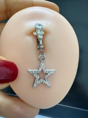 Deliksiz Fake  Klipsli Göbek Piercingi