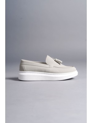 SLW154 Blaze Bağcıksız Püsküllü Süet Erkek Günlük Spor Klasik Ayakkabı Bt Gri