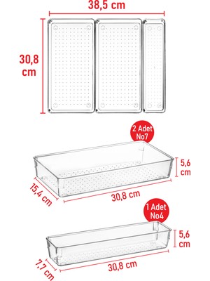 Color House 3 Parça Şeffaf Kutu Organizer Renkli ve Kullanışlı Ölçülerle Ofis ve Ev İçin
