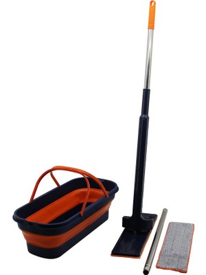 Dorasan Kendinden Sıkmalı Katlanır - Tekerli Kovalı Mop Seti Yedek BEZLİ360° BAŞLIK=11.5X41CM- SAP:130CM