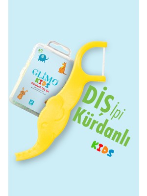 Glimo Kids Kürdanlı Diş Ipi | Çocuklara Özel Diş Eti Dostu, Kolay Kullanım | Plak Temizleyici