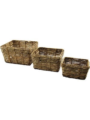 Metal Iskeletli 3 Boy D.gen Hasır Organizer Sepet 14X20-20X25-25X30CM - Y: 12-15- - ARS8339-2790