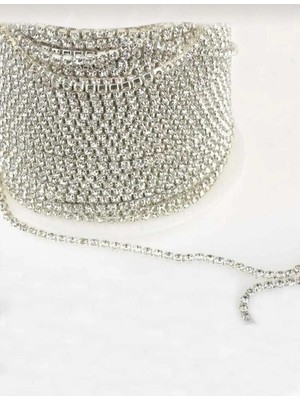 Yiğit Aksesuar 4 Mm (ss16) Kristal Taşlı Şerit Beyaz 2 Metre