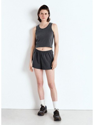 American Vintage Yuvarlak Yaka Düz Lacivert Kadın T-Shirt FAZ01AE25_ACIER