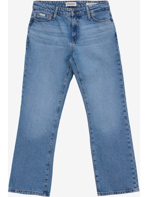 Guess Jeans Yüksek Bel Düz Paça Regular Fit Mavi Kadın Denim Pantolon Gj G08 Mıd Rıse Stra - Eco Recy Co