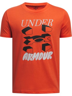 Under Armour Baskılı Kırmızı Erkek Çocuk T-Shirt 1390003-847-UA B Splıt Bıg Logo Ss