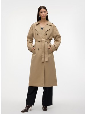 Vero Moda Krem Kadın Trençkot Vmchloe Long Trenchcoat Ga Noos