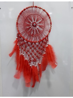 Es Dekor Dream Catcher Düş Kapanı El Yapım Balkon Aksesuar Bebek Süs Çap 23CM Tüylü Kızılderili Şaman 1 Adet