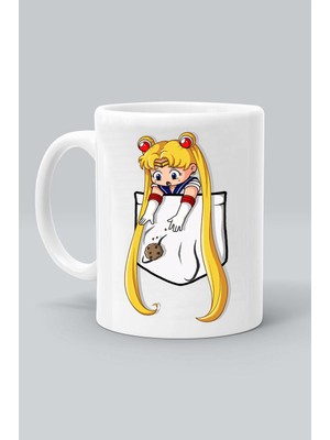 Olympus Plus Ay Savaşçısı Sailor Moon Anime Karakter Baskılı Beyaz Kupa Bardak