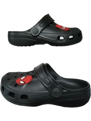 Akım Bebek Çocuk Siyah Renkli Örümcek Adam Figürlü Kaydırmaz Ortopedik Sandalet Terlik