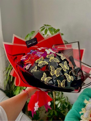 Sevgiliye Eşe Senden Önce Senden Sonra Buketi Kelebekli