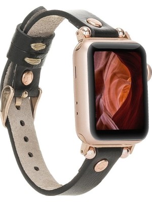  Watch Uyumlu Deri Kordon 38-40-41MM Rt Rst1 Siyah