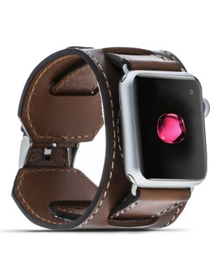  Watch Uyumlu Deri Kordon 38-40-41MM Cuff Taba