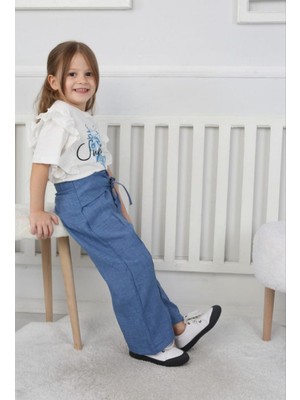 Summer Çiçek Baskılı T-Shirt ,bol Paça Pantolonlu  Takım