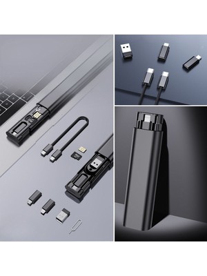 Cep Tipi 60W Bas Aç Pe-C, Şarj,micro USB Hızlı Şarj Data Kablo Seti