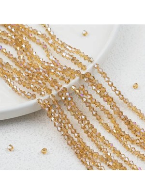 Yiğit Aksesuar 4 Mm Piramit Kristal Boncuk Şampanya Sarı (5 Dizi)