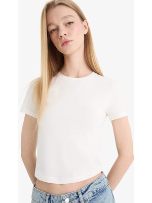 DeFacto Fitted Basic Düz Kısa Kollu Tişört F3485AXNS