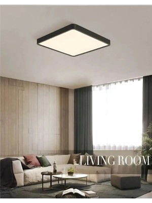 30X30 24W Büyük Boy Siyah Kasa LED Panel Avize Armatür Salon Banyo, Balkon, Tuvalet ve Wc Lambası