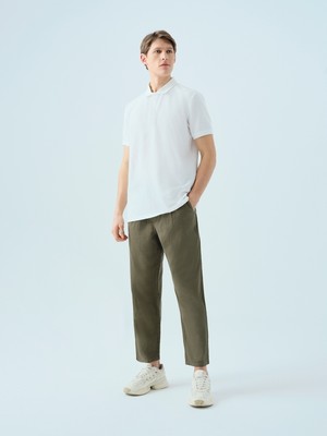 Loft Regular Fit Haki Erkek Pantolon 34 - 28 Normal Bel Dar Kesim Denim Kumaş Özellikli