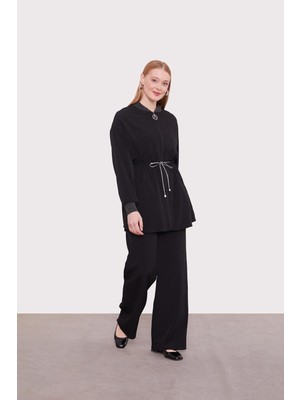 Siyah Sim Manşet Detaylı Ikili Takım