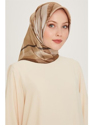 Armine Geometrik Desenli Sura Saf İpek Eşarp 9206D 11