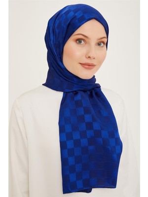 Armine Trend Jakarlı Saks MavisiDama Desen Diamond şal 2 - 1842
