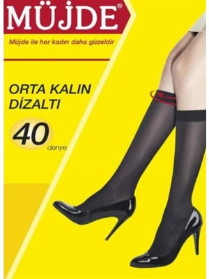 Müjde 12'li 40 Denye Rahat Lastikli Orta Kalın Dizaltı Çorap Tüm Renkler