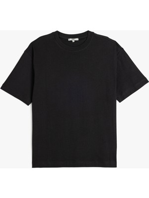 Koton Kısa Kollu Pamuklu Bisiklet Yaka Basic Oversize Tişört