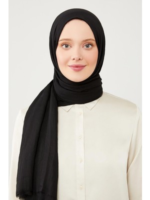 Levidor Siyah Buruşuk Kumaş Hawai Şal