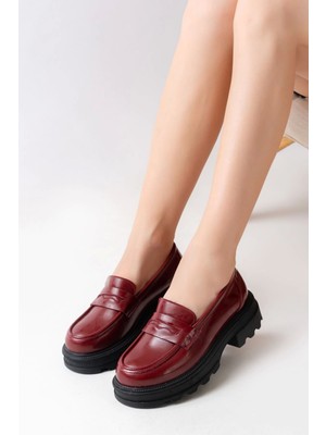 746-759 Bordo Rugan Günlük Yüksek Tabanlı Loafer Ayakkabı