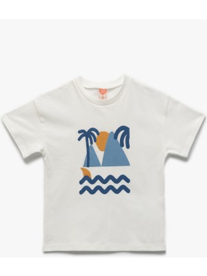 Koton Pamuklu Bisiklet Yaka Kısa Kollu Baskılı Tişört