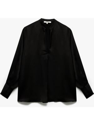 Koton Kaçık Yaka Uzun Kollu Saten Bluz