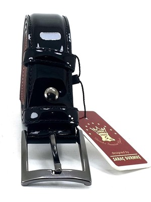 Saraç 1101 24K Erkek Klasik Dikişli Kemer Siyah Rugan