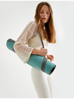 Koton File Crop Yoga Tişört Uzun Geniş Kollu Bisiklet Yaka