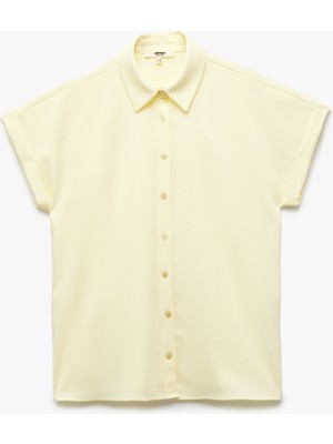 Koton Krep Kumaş Klasik Yaka Kısa Kollu Gömlek