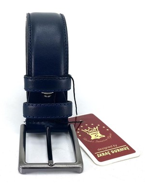 Saraç 1101 24K Erkek Klasik Dikişli Kemer Lacivert