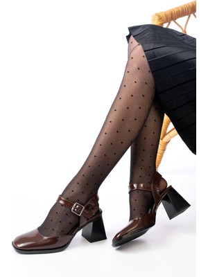 İNF-40450 Kahve Rugan Günlük Arkası Açık Topuklu Bayan Ayakkabı