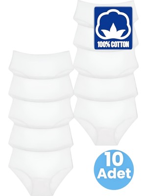 Tezzgelsin Kadın Yüksel Bel %100 Pamuklu 10'lu Fitilli  Bato Külot Kadın 10'lu Külot