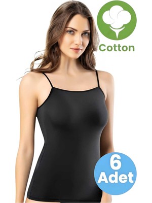 Tezzgelsin Kadın 6'lı Ip Askılı Pedli Pamuklu Atlet